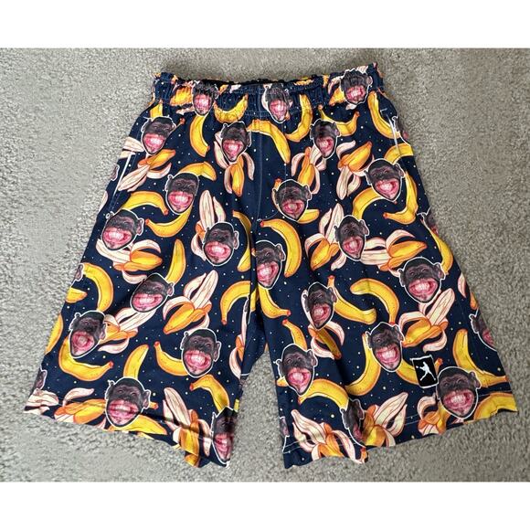 Lacrosse Unlimited Men’s Shorts Large Monkey Banana Print Elastic Waist USA - Picture 1 of 11